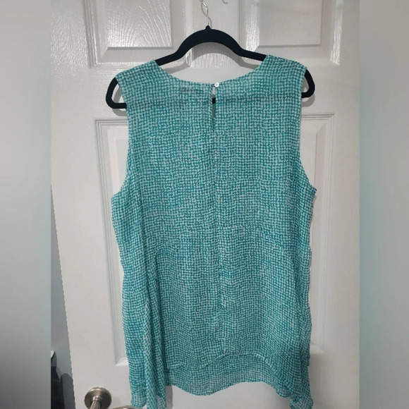 Fever Teal Blue & White Double Layer Sleeveless Blouse in Size XL - Picture 8 of 11